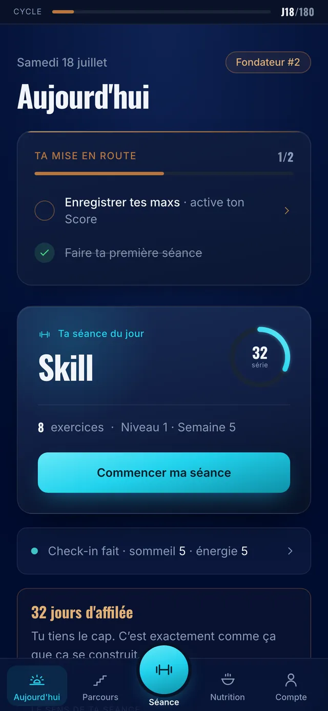 L’écran du jour, avec ta séance et ta série